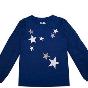 Navy Star Clip Dot Puff-Sleeve Sweater SZ 5